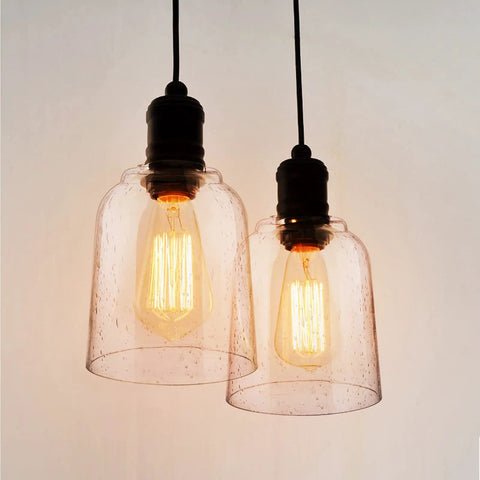 Seeded Glass Light Shade Globe Replacement For Wall Sconce Vanity Chandelier And Pendant Lighting with lit bulb visible