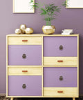 Vintage Bronze Cabinet Drawer Handles 10 Pack Alloy Door Pulls For Furniture on a wooden cabinet with purple drawers