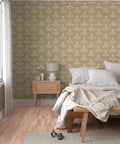 Heavy Duty Pvc Free Wallpaper With Matte Linen Texture Block Print Design Professional Type Ii Wall Covering For Kitchens Bathrooms And Commercial Spaces Built Tough Paste To Paper Install You Can Depend On in a cozy bedroom setting.