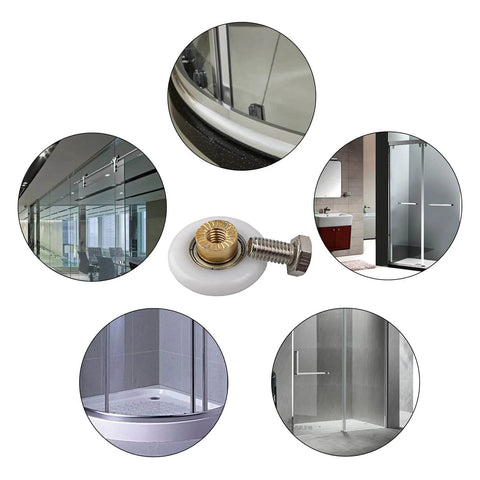 Shower Door Roller Set 25mm Twin Wheel Runners For 4 To 6mm Thick Doors Top And Bottom Replacement Parts White 4 Pack