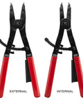 Heavy Duty Workhorse 16 Inch Snap Ring Pliers Set, 2 Piece, Internal and External Pliers with spring lock and red handles