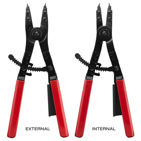 Heavy Duty Workhorse 16 Inch Snap Ring Pliers Set, 2 Piece, Internal and External Pliers with spring lock and red handles