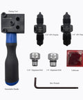 Front view of ZUXUSE brake line flaring tool kit with detachable blue/black handle and 3/16 in and 1/4 in OP1 punches
