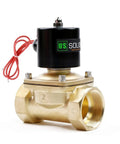 Two Inch Brass Electric Solenoid Valve 12VDC, Normally Closed For Non Potable Water And Fuel Lines, Heavy Duty Industrial Grade