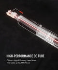 Close-up of high-performance DC tube for 60W CO2 Laser Engraver With LightBurn 28 By 20 Inch Engraving And Cutting Machine