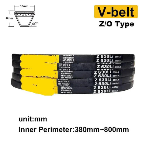 All Purpose Rubber V Strip Drive Conveyor Belt For Heavy Duty Power Transmission 380mm To 800mm Length Type O And Z Wedge Strap For Automotive Industrial Household Appliances And Agricultural Equipment, Z/O v-belt 630Li 10mm