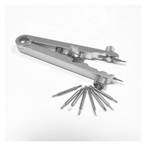 6825 Spring Bar Pliers Tool Set For Watch Bands with V type pin remover and interchangeable tips, metal construction