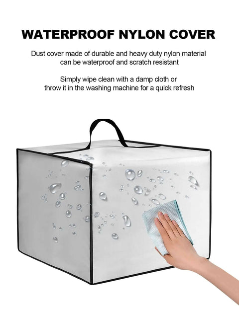 Heavy Duty Waterproof Anti Static Nylon Dust Cover For 3D Printers, Universal Protective Case In Silver, hand wiping surface