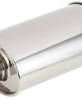 Heavy Duty T304 Stainless Ultra Whisper Quiet Resonator showing polished stainless steel body with 2.25 inch outlet.