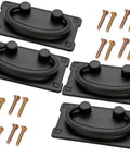 Antique Black Ring Pull Handles Set Of 4 For Dresser Cabinets Doors And Furniture Drawers Vintage Mission Style Hardware with bolts