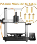 20PCS Brass Nozzles Kit for Kobra 3 3D Printer with display of nozzle sizes