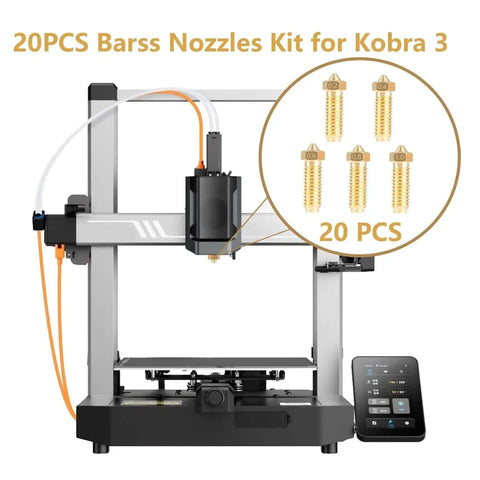 20PCS Brass Nozzles Kit for Kobra 3 3D Printer with display of nozzle sizes
