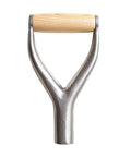 D Grip Shovel Replacement Handle With Wooden Grip for Garden Digging and Raking Tools, iron and wood build, silver finish