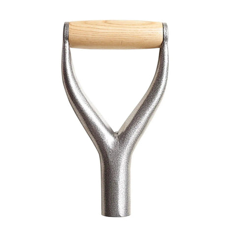 D Grip Shovel Replacement Handle With Wooden Grip for Garden Digging and Raking Tools, iron and wood build, silver finish