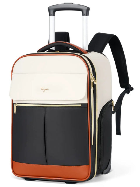 Roller Backpack For Women 2 In 1 Convertible Suitcase And Carry On Bag, Wheeled Travel Backpack With Telescoping Handle, Beige