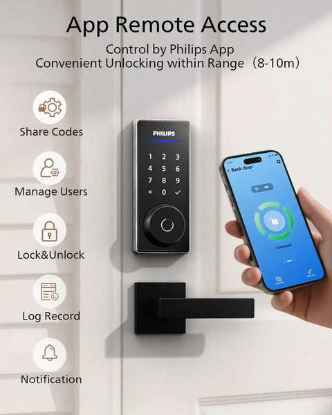 Fingerprint Smart Lock With Keyless Entry For Front Door Auto Locking Deadbolt PIN Pad And App Control Long Battery Life