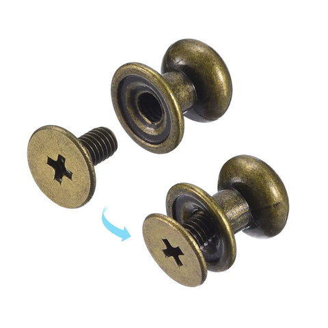 8mm Ball Head Stud Rivet Set With Screw Back 15 Pack For DIY Leather Craft Handbag And Belt Bronze Tone Zinc Alloy Button Nipple Rivets For Strong Secure Fastening