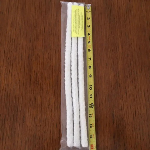 Fiberglass Wine Bottle Wick Set For Tiki Torches And DIY Oil Lamps, One Half Inch By Sixteen Inches, Made In USA, 3 wicks with ruler