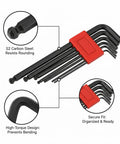 7 Piece Heavy Duty S2 Carbon Steel Hex Key Set For Furniture Assembly And Bike Repair With Compact Black Storage Case And Precision Fit, red holder
