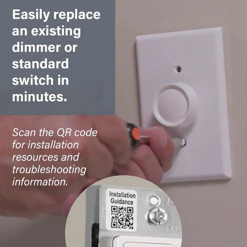 Person installing 150W LED Dimmer Switch For Dimmable Lights, Single Pole And 3-Way Ready, Easy Install, White Finish, on wall