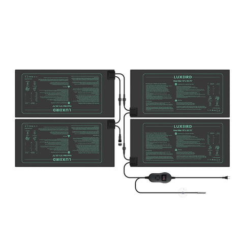 Four Pack Seedling Heat Mats With Digital Thermostat Controller For Seed Starting And Germination, 10x20.75 Inches Waterproof Mats For Hydroponics, Greenhouses, Indoor Gardening And Propagation