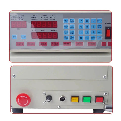 Control panel of Top Shelf Automatic Cable Winder Reel With Six Thousand Rpm Variable Speed Control displaying settings and buttons.