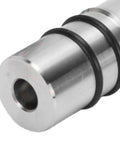 Close-up of 20mm Stainless Steel Bench Dogs Set with rubber connector for T-track workbenches, rock solid hold and non-slip grip for projects.