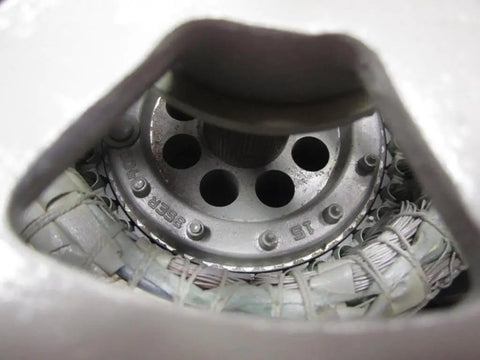 Interior view of 1 HP Industrial Motor, 575V 3 Phase Workhorse, 850 RPM, Open Enclosure, Frame 56Y, mechanism detail