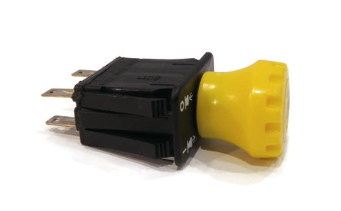 Yellow 12V DC Push Button Rotary Actuator Switch With 2 Position Normally Open 2 Way Flush Mount IP54 Protection, side view