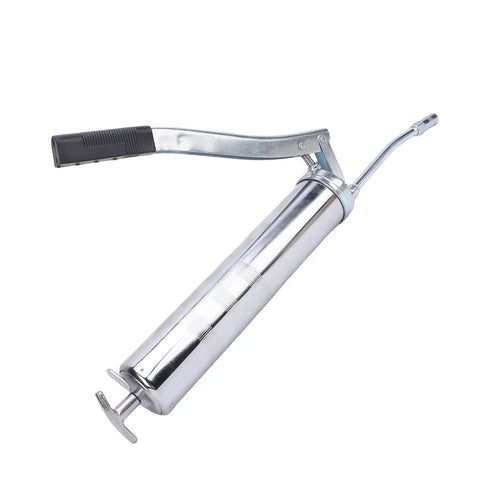 Super Durable Manual Grease Pump For Heavy Duty Jobs With Metal Build, Fast Piston Action, Quick Oil Delivery, Release Valve Control And Anti Jam Switch For Smooth Lubrication Anytime, metallic body and rubber grip handle.
