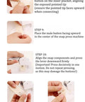 Instructions using Tabletop Snap Button Pliers Kit For 9mm To 13mm Plastic No Sew Snaps Press Fasteners Includes 150 Sets And 4 Molds T5 Snap Buttons Easy Quick Sew And Craft Tool For Clothing Crafts And DIY Projects