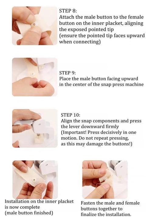 Instructions using Tabletop Snap Button Pliers Kit For 9mm To 13mm Plastic No Sew Snaps Press Fasteners Includes 150 Sets And 4 Molds T5 Snap Buttons Easy Quick Sew And Craft Tool For Clothing Crafts And DIY Projects