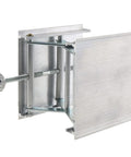 Side view of aluminum alloy lab lift jack with screw-threaded rod and mounting plate