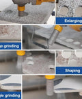 Multiple views of a Diamond Milling Bit 25mm Dry Core Drill Bit for enlarging and shaping holes in porcelain, ceramic, and granite.