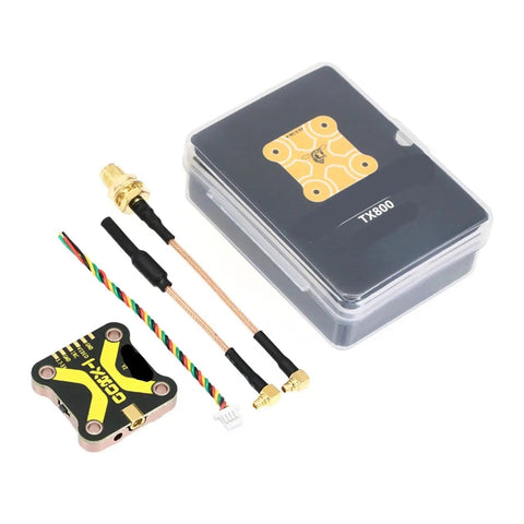 TX800 5.8G VTX Transmitter With 48 Channel PitMode, components including PCB, cables, and connectors, lightweight 28mm PCB