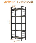 Total Game Changing Five Tier Pantry Shelving With Chunky Wooden Boards And Heavy Duty Adjustable Wire Grids And Super Sturdy Storage Rack For Kitchen Closet Or Laundry Room Setup In Matte Black; 53.6" height, 16.8" width.