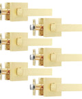 Six Pack Gold Interior Door Levers Non Locking Passage Handles for Hallway and Closet Doors Zinc Alloy with Rust Proof Finish