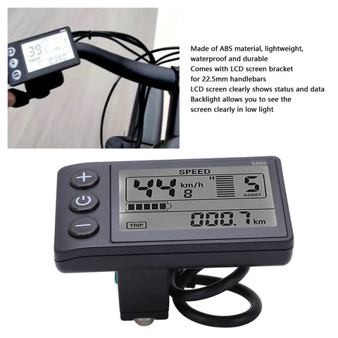 Durable ABS LCD Display For Speedometer And Odometer On Electric Bikes 24V 36V 48V Control Panel Digital Meter With Large Readout So You Can See It Clearly While You Roll