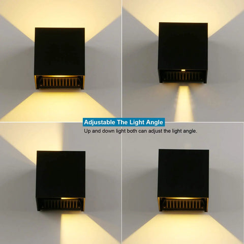 6000K LED Cube Wall Light 4.7 Inch showing adjustable up and down lighting angles on wall