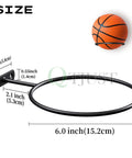 Heavy Duty 4 Pack Wall Mount Ball Rack Set Universal Metal Storage Holder For Basketball Football Volleyball Soccer Space Saving Black Racks Rust Resistant Holds Up To 30 Lbs Each Easy Mounting Screws Included - size dimensions diagram with basketball