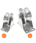 Stainless Steel V Groove Plate Casters With Double Ball Bearings For Sliding Gates, 2in and 3in Heavy Duty Track Rollers
