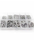 Heavy Duty Stainless Steel Spring Split Lock Washer Set 930 Pcs Assortment Kit M1.6 to M12 with Pro Grade Box for Durable Fastening and Elastic Gasket Organization, assorted washers in organizer