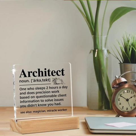 Dope Architect Gift For Designers And Engineers Architect Definition Clear Desk Sign On Acrylic With Wooden Stand Perfect Office Or Home Decor For Men And Women