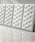 Solid White 3D Foam Wall Protectors set of 4, 27.6x13 inch acoustic panels with tufted design for kids' safety.