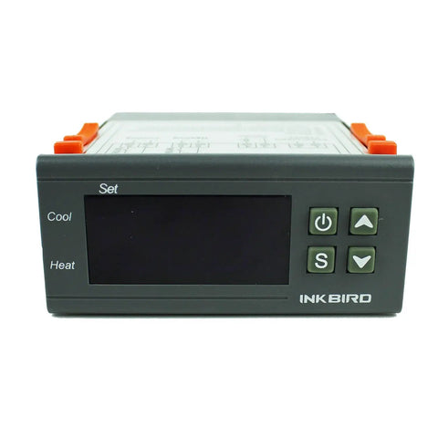 Front view of Dual Stage 12V Digital Temperature Controller Thermostat For Home Brew, Fermenters, Fridge, Incubator, And Greenhouse