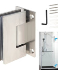 Heavy Duty Stainless Steel Glass Door Hinges 2 Pack For Cabinets And Showcases No Fuss Install And Smooth Operation Rust Proof Bathroom Glass Door Hardware Durable Frameless Hinge Set with installation screws and Allen key