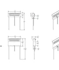 Technical diagram of Linear Adjustable 12V Path And Area Light With Riser And Stem Kit, black finish, multiple mount options.