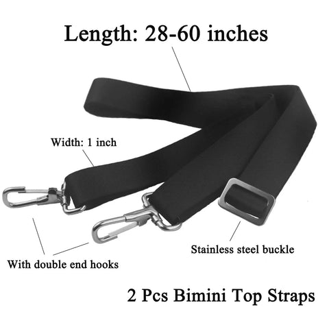 Beefy Heavy Duty Bimini Boat Top Straps With Double End Snap Hook Adjustable From 28 To 60 Inches Durable Marine Nylon Webbing