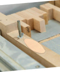 Quality Wood Biscuit Joiner Plates For Sturdy Furniture Assembly Heavy Duty Slotting Blocks on woodworking table with hardware.