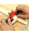 10 Inch Adjustable SpokeShave With Flat Base For Woodworking And Wood Craft Dope Hand Tool With Metal Blade Easy Thickness Lock Ergonomic Contoured Handles Carbon Steel Blade For Smooth Precise Planing being used on wood